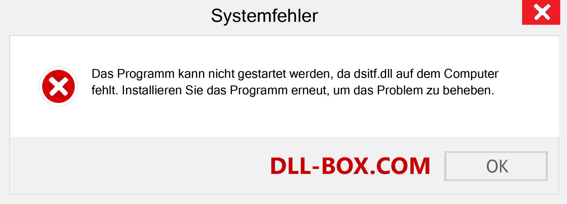 dsitf.dll-Datei fehlt?. Download für Windows 7, 8, 10 - Fix dsitf dll Missing Error unter Windows, Fotos, Bildern