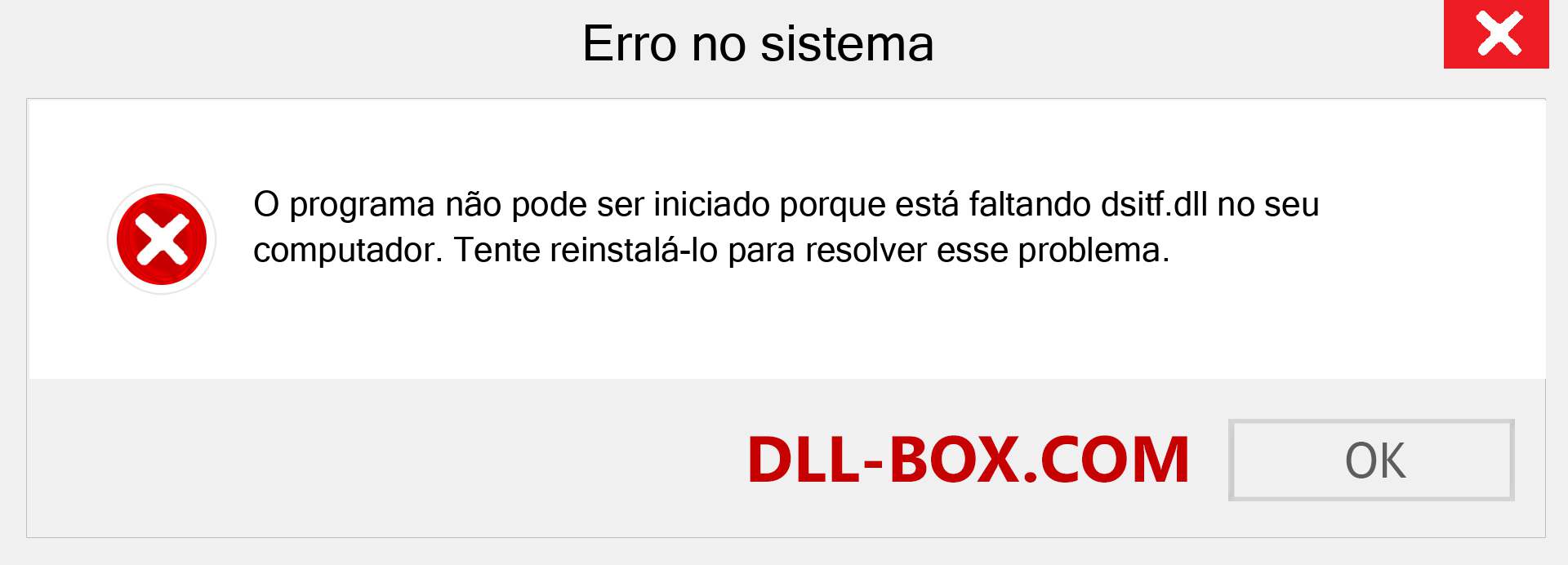 Arquivo dsitf.dll ausente ?. Download para Windows 7, 8, 10 - Correção de erro ausente dsitf dll no Windows, fotos, imagens